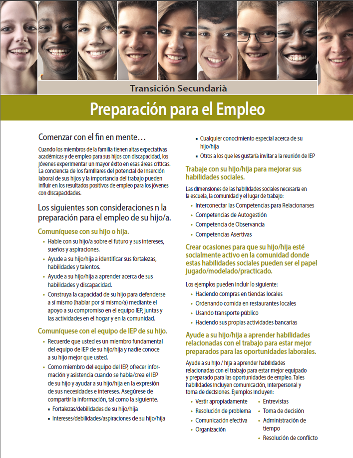 Secondary Transition: Preparing for Employment (Spanish)